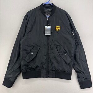 New UPS Wingover Bomber Jacket Mens Medium Black‎ Employee Work Delivery Driver